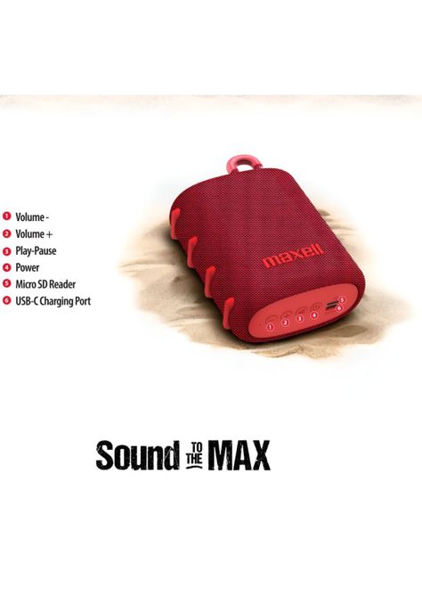 Parlante Portatil Maxell Water Resistant IPX5 Nomad Rojo 5W-3
