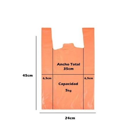 Bolsas Tipo Camiseta Plástica 35x45 Naranja 100U-1