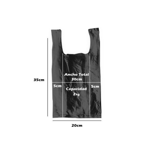 Bolsas Tipo Camiseta Plásticas 30x35cm Negro 100U-1