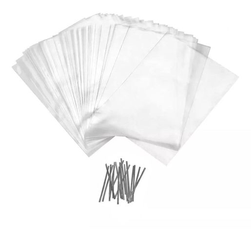Bolsas Plástica Celofán 12x25 + Amarre Plateado (200 Un)-0