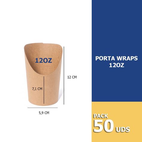 Porta Rollos Churros Cono Kraft 12 Oz /50 Unidades-1