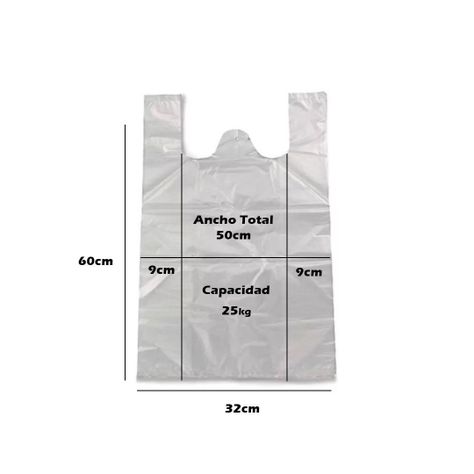 Bolsa Tipo Camiseta Plásticas 50x60cm Blanco 100U-1