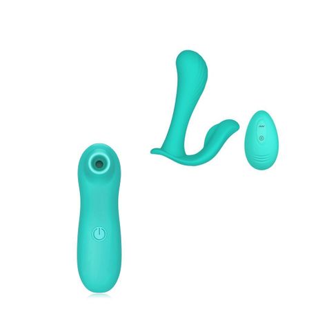Succionador de Clitoris + Vibrador Doble Anal-0