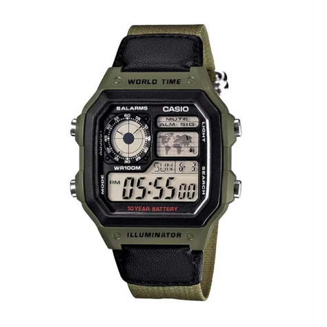 Reloj Ae-1200whb-3bv Hombre Digital Cuero Textil CASIO-0