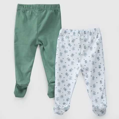 PACK PANTALONES BLANCO VERDE OSITOS ALGODÓN PERUANO-1