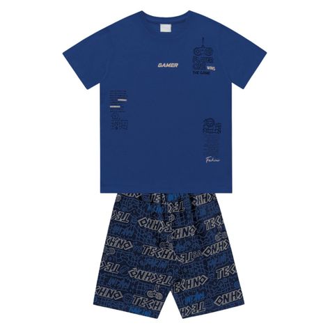 CONJUNTO POLERA AZUL Y SHORT GAMER-1
