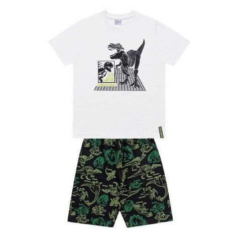 CONJUNTO POLERA BLANCA Y SHORT DINOSAURIO-1