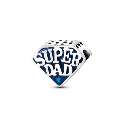 Charm Amor A Papá Super Dad En Plata 925 Silver Heart-0