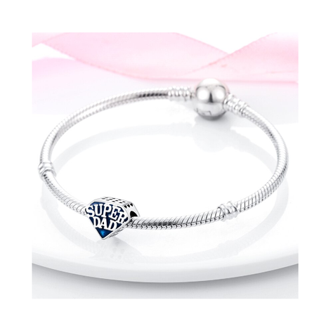 Charm Amor A Papá Super Dad En Plata 925 Silver Heart-2