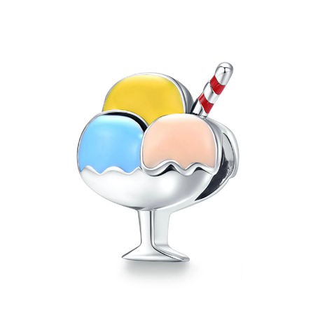 Charm Copa De Helado Tricolor En Plata 925 Silver Heart-0