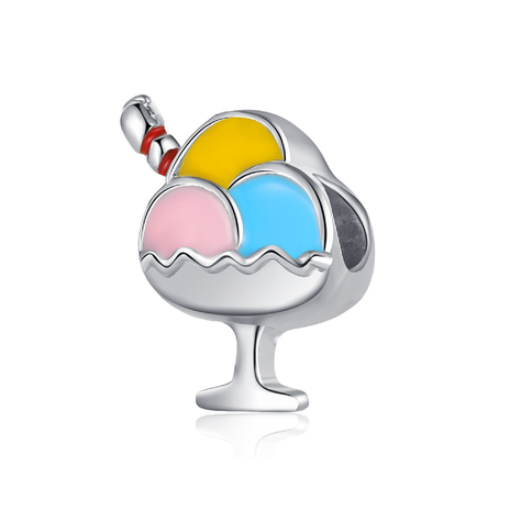 Charm Copa De Helado Tricolor En Plata 925 Silver Heart-2