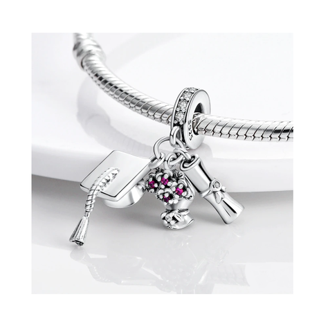 Charm Triple Graduación Titulación En Plata 925 Silver Heart-1