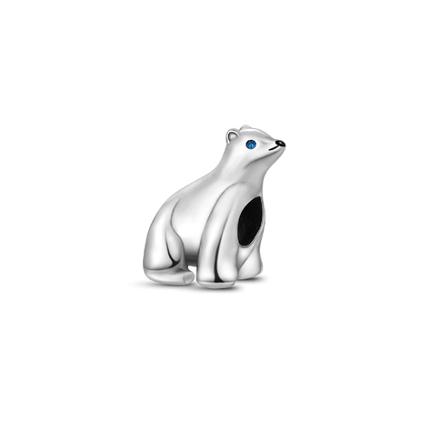 Charm Oso Polar Ojos Circones Azules Plata 925 Silver Heart-0