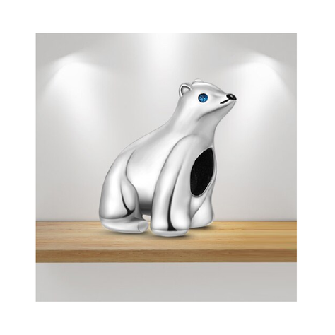 Charm Oso Polar Ojos Circones Azules Plata 925 Silver Heart-1