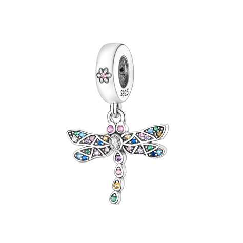 Charm Libélula Y Circones Multicolor Plata 925 Silver Heart-0