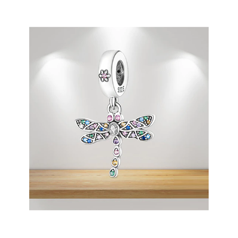 Charm Libélula Y Circones Multicolor Plata 925 Silver Heart-2