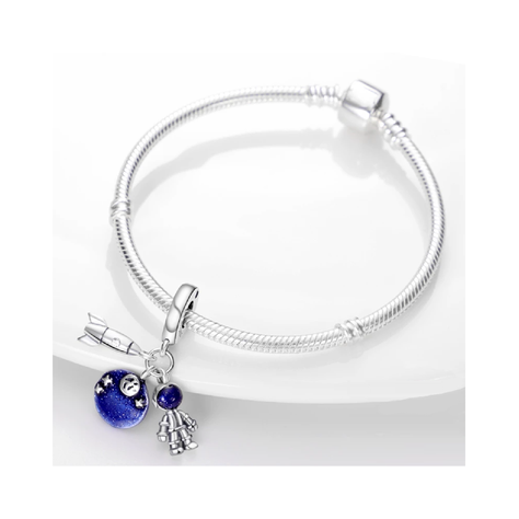 Charm Astronauta, Cohete Y Universo Plata 925 Silver Heart-2