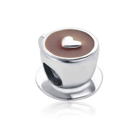 Charm Taza De Café Y Corazón En Plata 925 Silver Heart-1