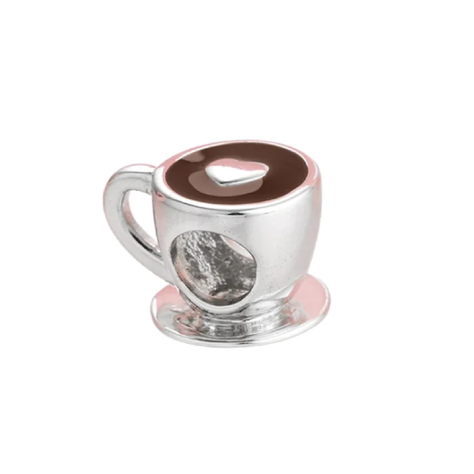 Charm Taza De Café Y Corazón En Plata 925 Silver Heart-2