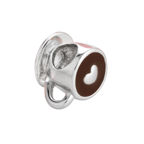 Charm Taza De Café Y Corazón En Plata 925 Silver Heart-3