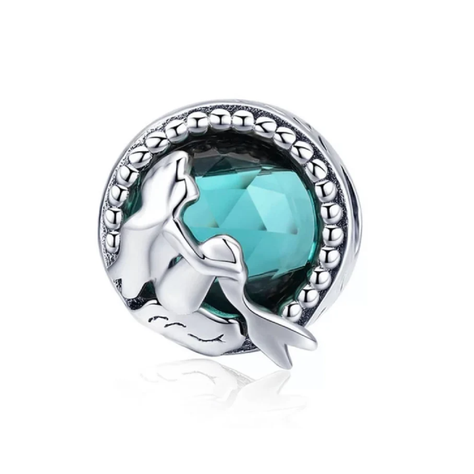Charm La Sirenita Pensativa En Plata 925 Silver Heart-0