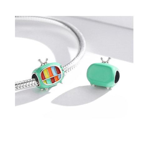 Charm Tv Retro Colorida En Plata 925 Silver Heart-1