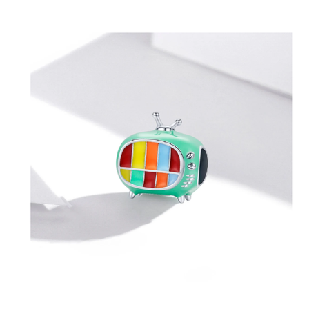 Charm Tv Retro Colorida En Plata 925 Silver Heart-3