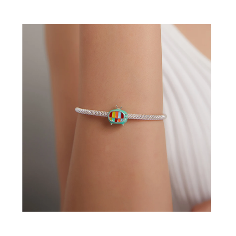 Charm Tv Retro Colorida En Plata 925 Silver Heart-4