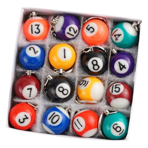 SET 16 LLAVEROS POOL BILLA COMBO CAJA PACK NC16-6