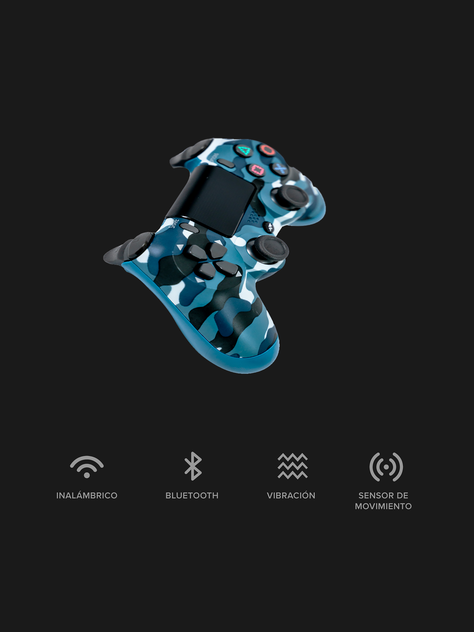 Control Gamepad Inalámbrico Njoytech Camuflado Azul Para Ps4-1