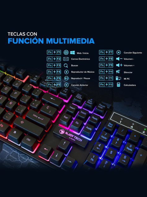 Teclado Gamer Njoytech con Retroiluminación RGB-4