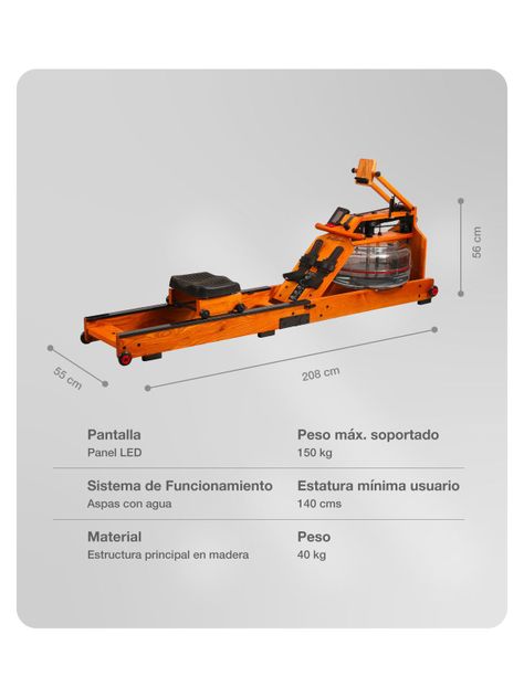 Remadora Bogadora De Agua Bodytrainer Rw Elt 600wd Plegable-2