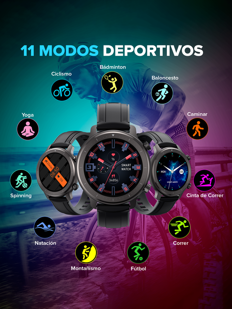 Smartwatch NjoyTech 11 Modos Waterproof Negro-1