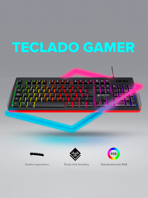 Set Gamer Njoytech con Teclado, Mouse, Audífonos y Mouse Pad-1
