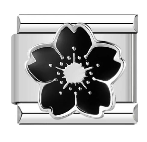 Charms Flor Negra Para Pulsera Brazalete Italiano-0