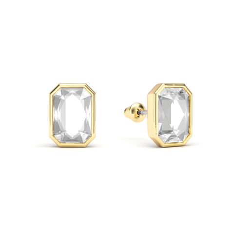 Aros Octagon Mix cristal Transparente baño en oro-0