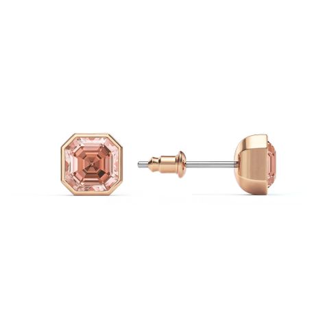 Aros pequeños Asscher de 8mm con Cristal de Austria Rosa Vintage en oro rosa-1