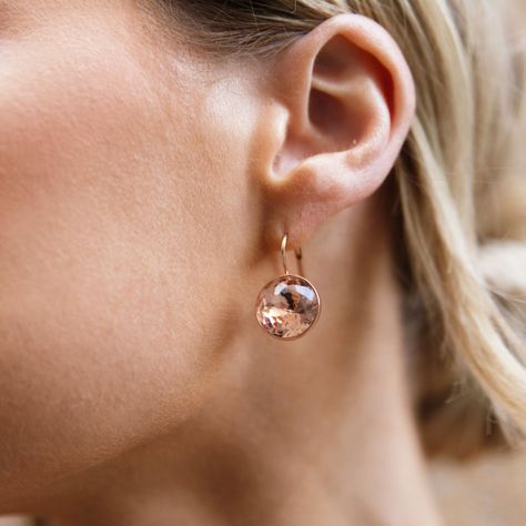 Aros Bella con cristal vintage Rose de 14mm baño en oro rosa-2