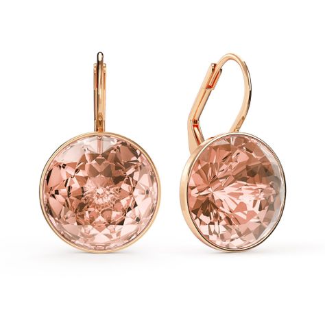 Aros Bella con cristal vintage Rose de 14mm baño en oro rosa-0