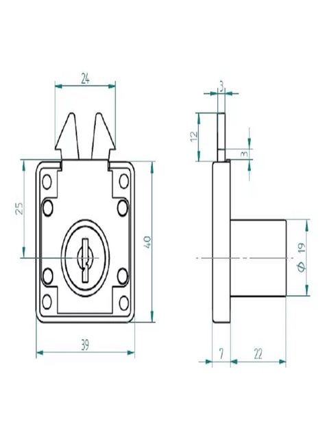 Cerradura O Chapa Puerta Corredera Armario Cilindro 19mm -3