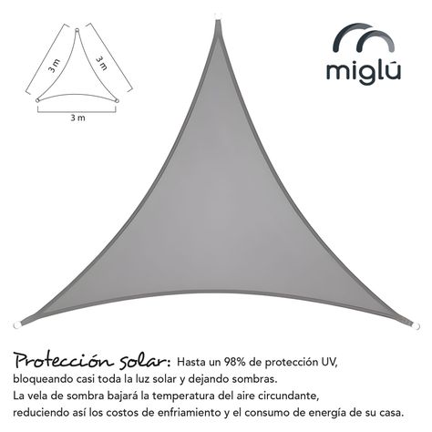 Toldo vela triangular color gris + kit de instalación-R6126-3