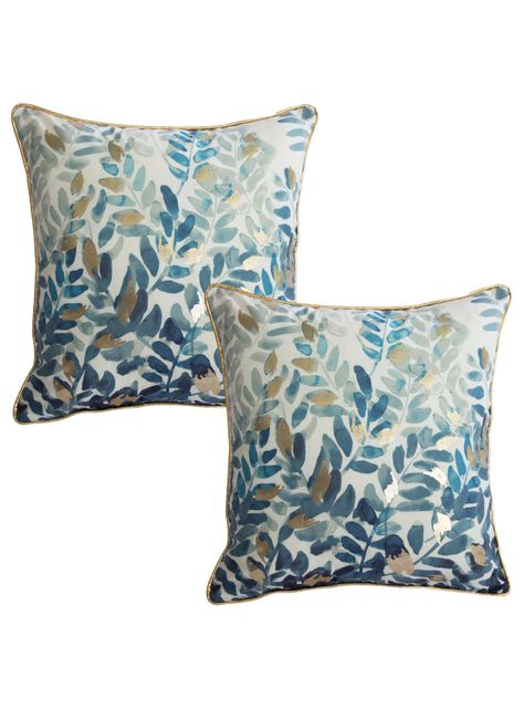 Pack 2 Fundas de Cojín Dorado Azul Estampado 45 x 45 cm-0