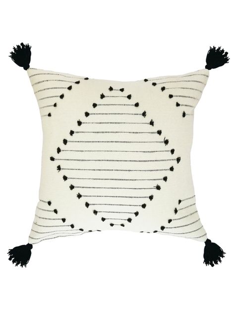 Cojín Blanco con Negro Étnico 45 x 45 cm-0