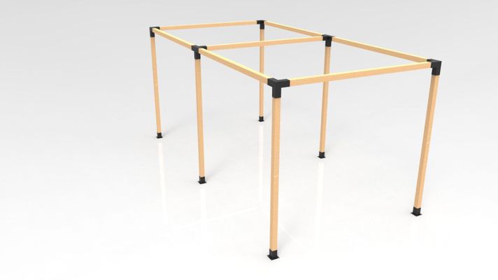 KIT DE PÉRGOLAS Y TERRAZAS PILARES DE MADERAS DE 4x4 DE 6X3 METROS-1