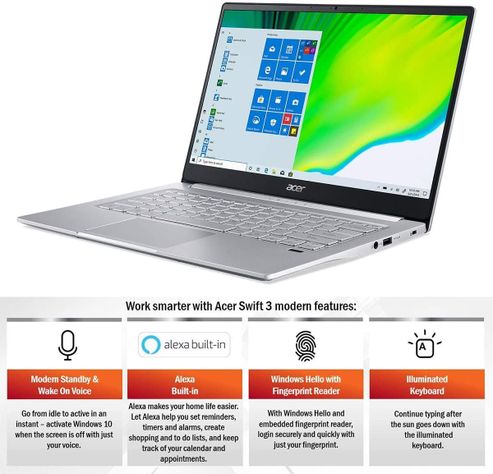 Notebook Acer Swift 3, Ryzen 7, 8 GB, 512 GB SSD, 14” FHD, W10-11