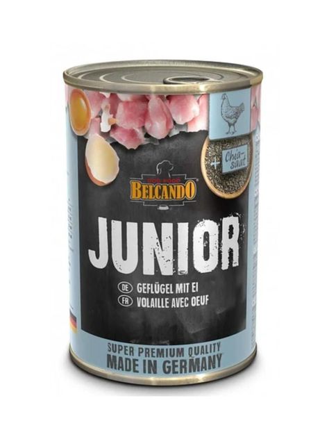 Alimento Belcando Cachorro Junior Sabor Ave Y Huevo - Lata 400 Grs-0