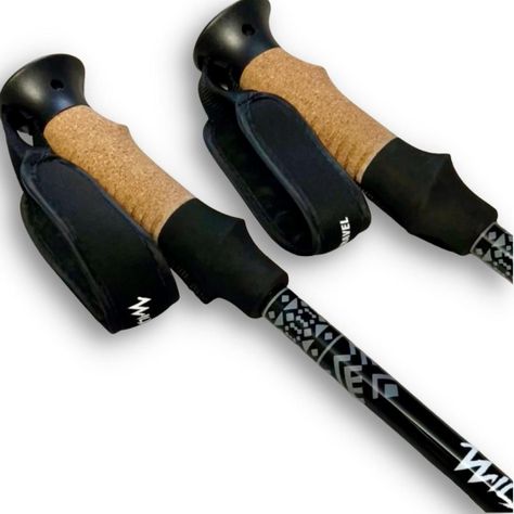 Bastones de trekking Negro Wild Travel 2 unidades, ajustable, de aluminio 7075, resistente, ligero, con cierre abatible de ajuste rápido-1