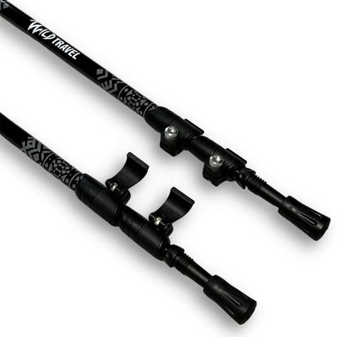 Bastones de trekking Negro Wild Travel 2 unidades, ajustable, de aluminio 7075, resistente, ligero, con cierre abatible de ajuste rápido-2