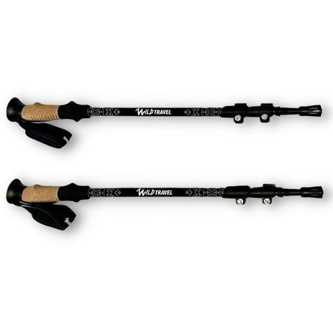 Bastones de trekking Negro Wild Travel 2 unidades, ajustable, de aluminio 7075, resistente, ligero, con cierre abatible de ajuste rápido-4