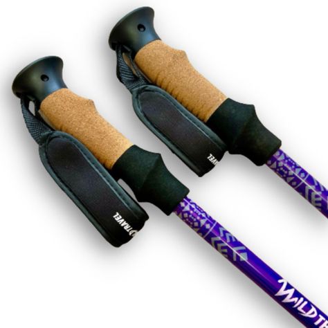 Bastones de trekking Morado Wild Travel 2 unidades, ajustable, de aluminio 7075, resistente, ligero, con cierre abatible de ajuste rápido-1